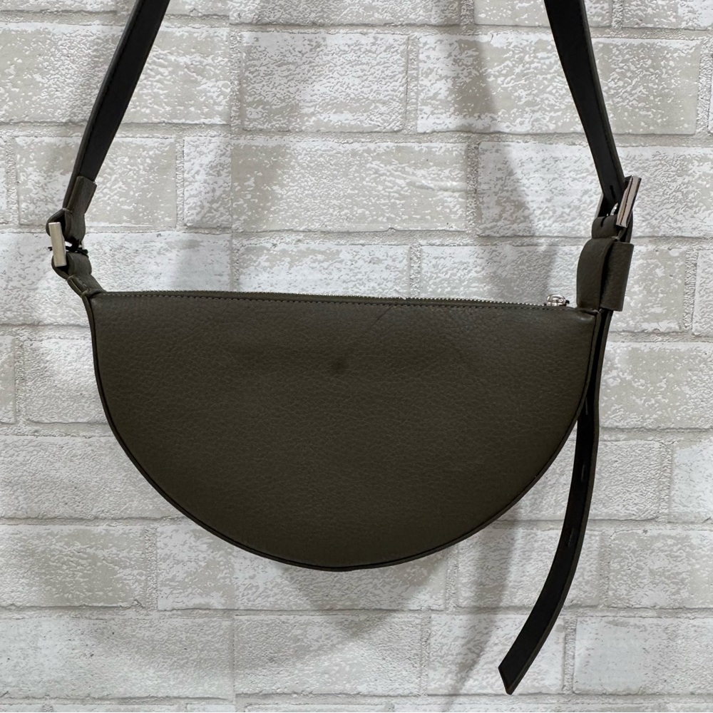 AllSaints Half Moon Tarmac Green Leather Crossbody bag - Picture 8 of 16